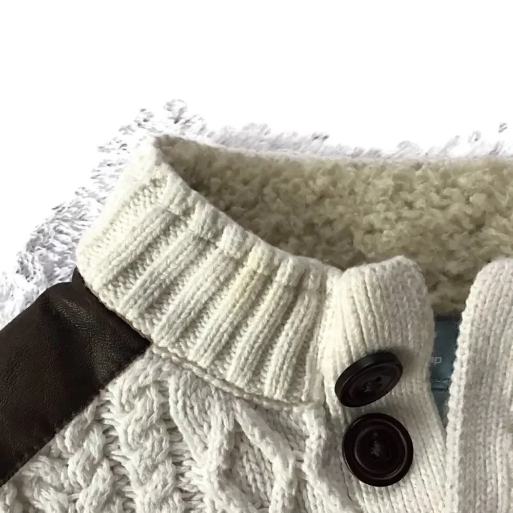 Baby Gap Sherpa Leather Cable Knit Sweater